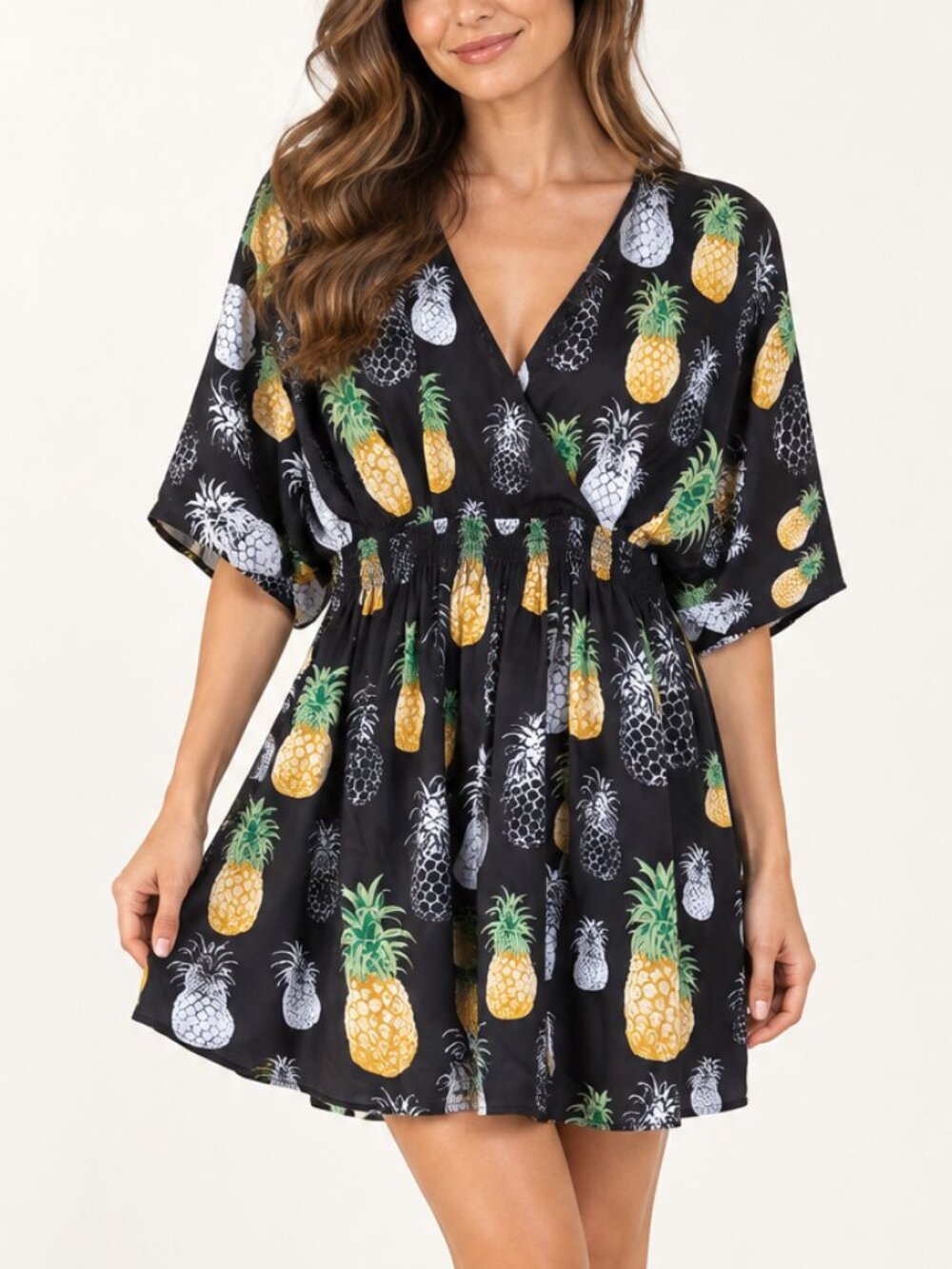 See by Chloé Pineapple Print 100% Silk Mini Dress Size 2